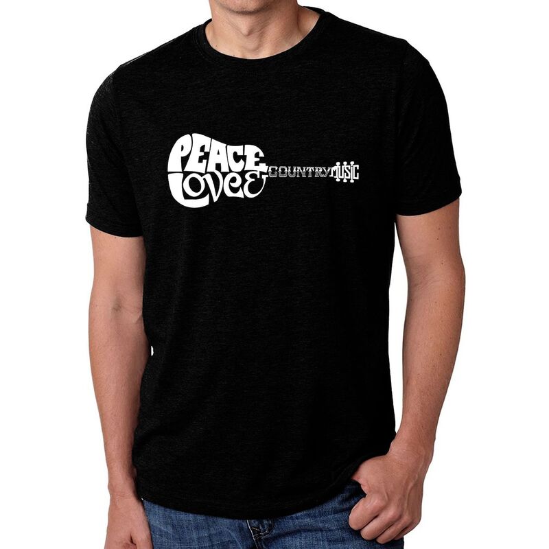 エルエーポップアート レディース トップス Tシャツ LA Pop Art Peace Love Country - Men's Premium Blend Word Art-Shirt Black ブラック