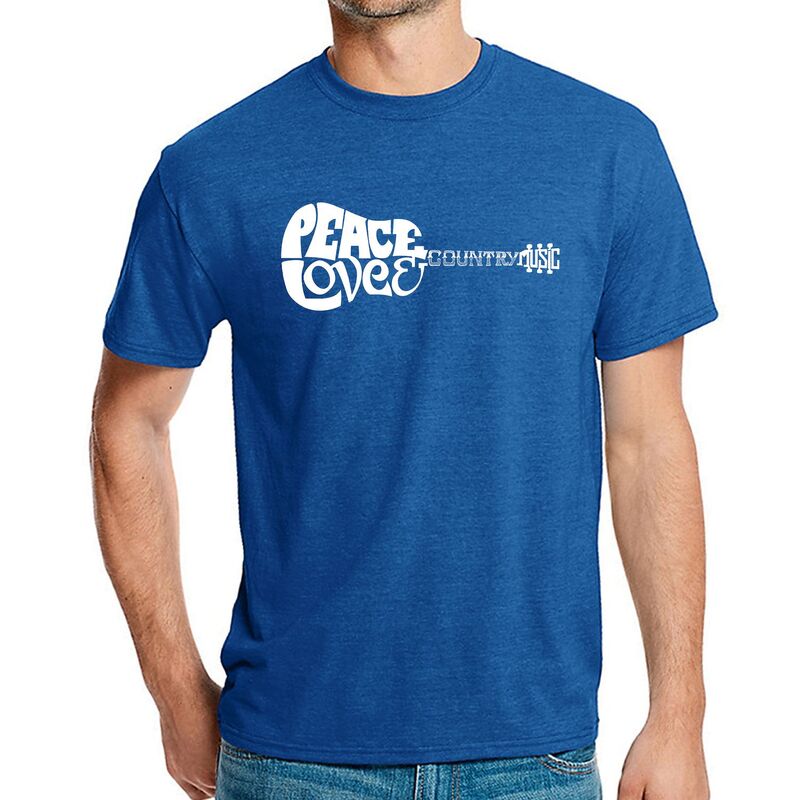 エルエーポップアート レディース トップス ティーシャツ 天使の都市 Pop Art Peace Love Country - Men\u0027s Premium Blend Word Art-Shirt Royal トップス-Tシャツ・カットソー