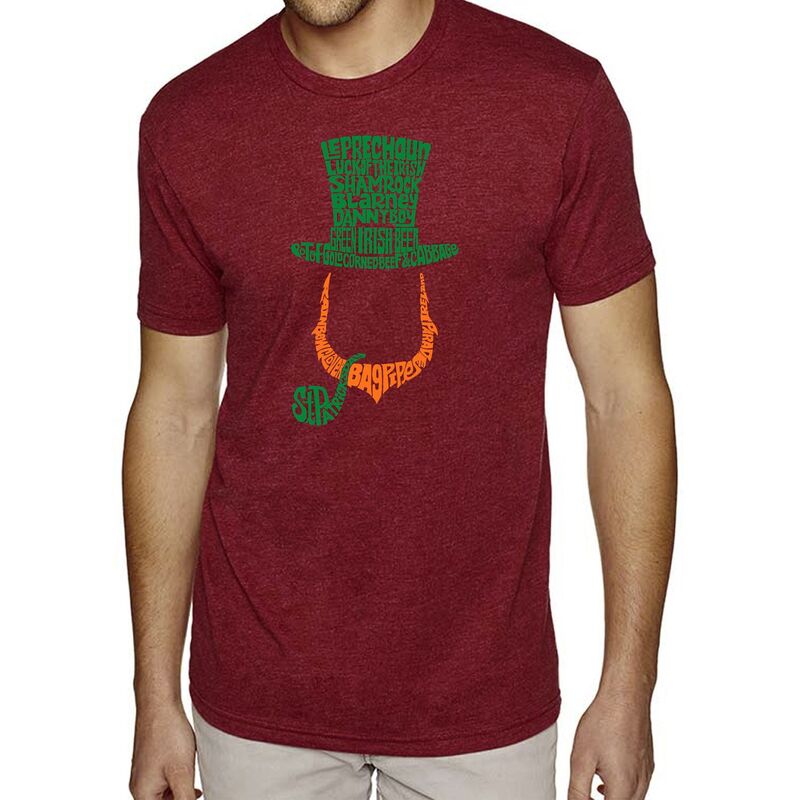 エルエーポップアート レディース トップス Tシャツ LA Pop Art Leprechaun - Men's Premium Blend Word Art-Shirt Burgundy バーガンディ