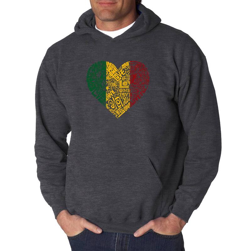 エルエーポップアート レディース トップス Tシャツ スウェット LA Pop Art One Love Heart - Men's Word Art Hooded Sweatshirt Grey グレー