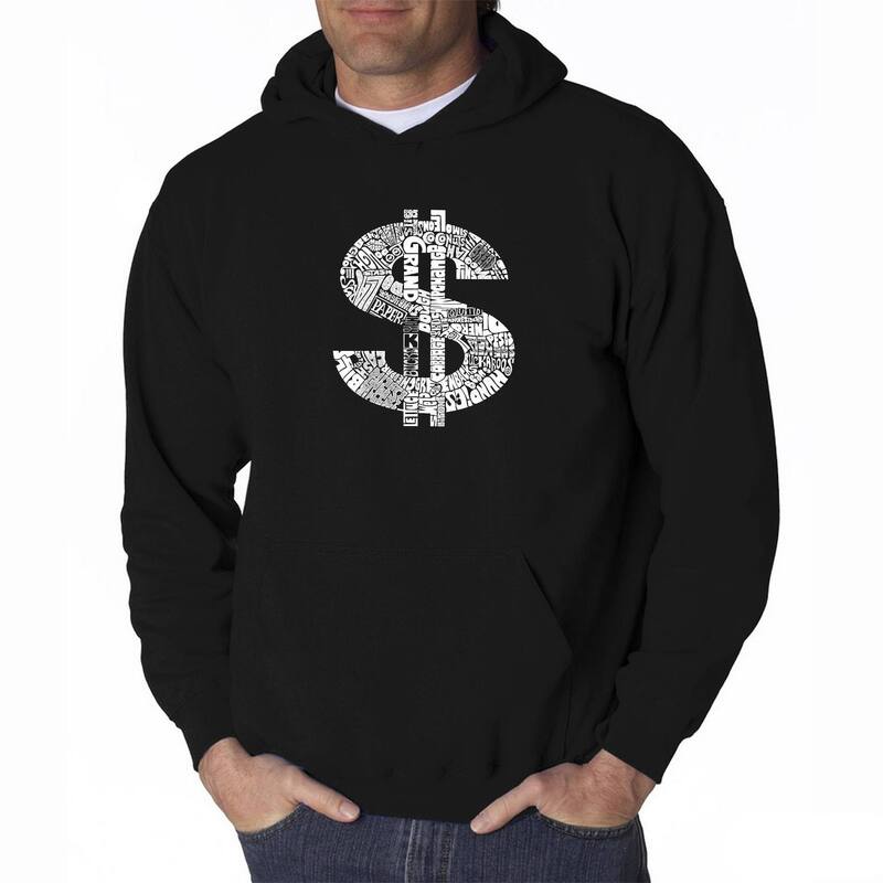 エルエーポップアート レディース トップス Tシャツ スウェット LA Pop Art Dollar Sign - Men's Word Art Hooded Sweatshirt Black ブラック
