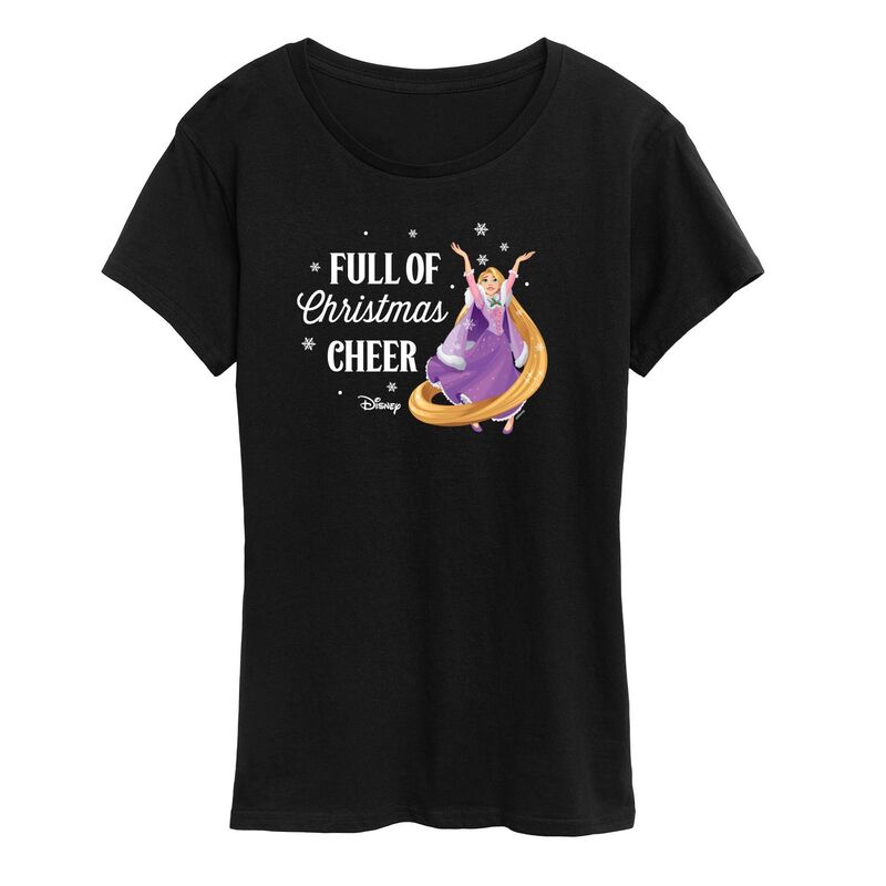 ディズニー レディース トップス Tシャツ グラフィック Disney Princess Rapunzel Women's Full Of Christmas Cheer Graphic Tee Black ブラック