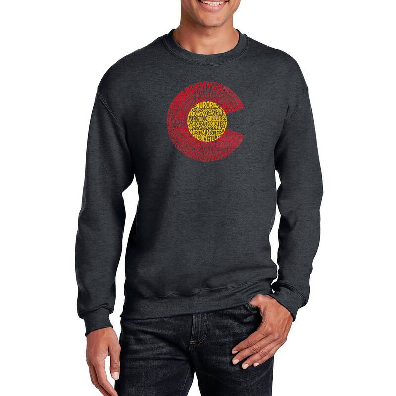 エルエーポップアート レディース トップス プルオーバー 労働者の一団のど首 汗水 天使の都市 Pop Art Colorado - Mens Word Art Crewneck Sweatshirt Grey 薄墨色