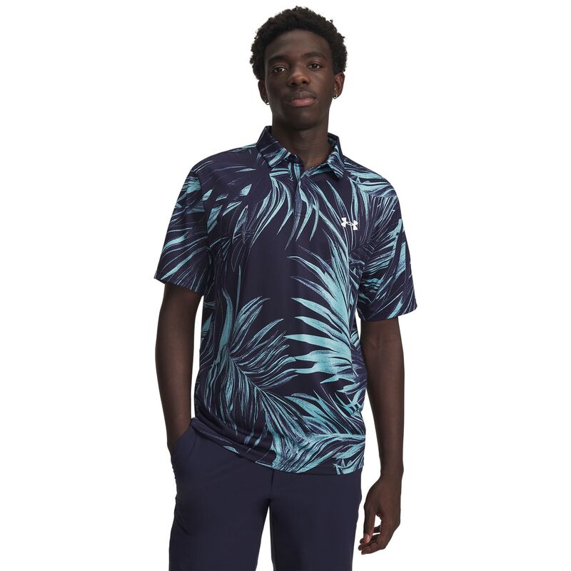 アンダーアーマー レディース トップス プルオーバー スポーツシャツ 刷り上げる Men\u0027s Under Armour Matchplay Printed Polo Blue Palm 青み