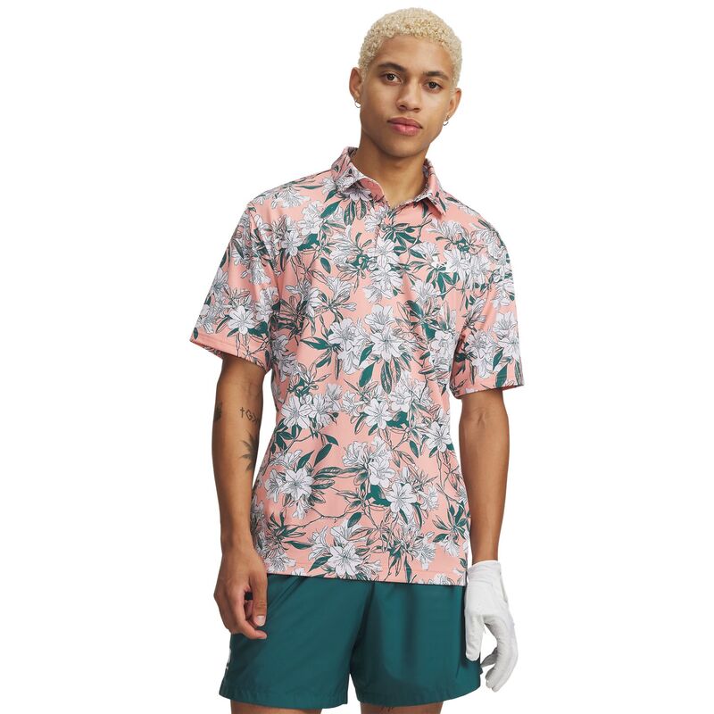 アンダーアーマー レディース トップス プルオーバー スポーツシャツ 刷り上げる Men\u0027s Under Armour Matchplay Printed Polo Posh Pink サクラ色