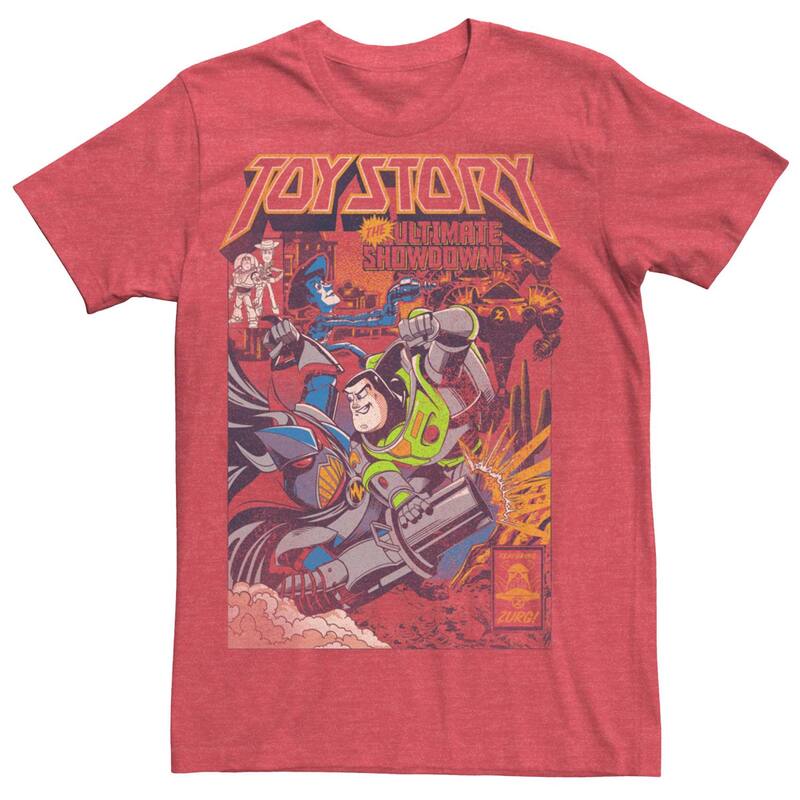 ディズニー ピクサー レディース トップス Tシャツ ダウン Disney / Pixar's Toy Story Buzz Lightyear Zurg Men'showdown Comicover Tee Red Heather ヘザー