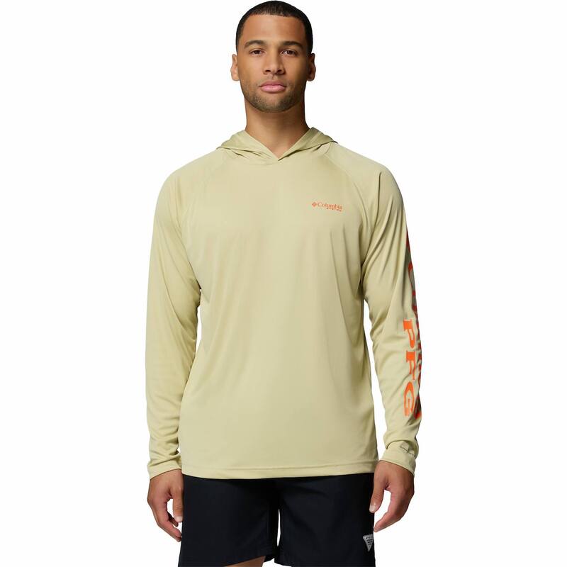コロンビア レディース トップス Tシャツ パーカー Men's Columbia PFG UPF 50 Terminal Tackle Hoodie Serpentine Orange オレンジ｜ReVida 店