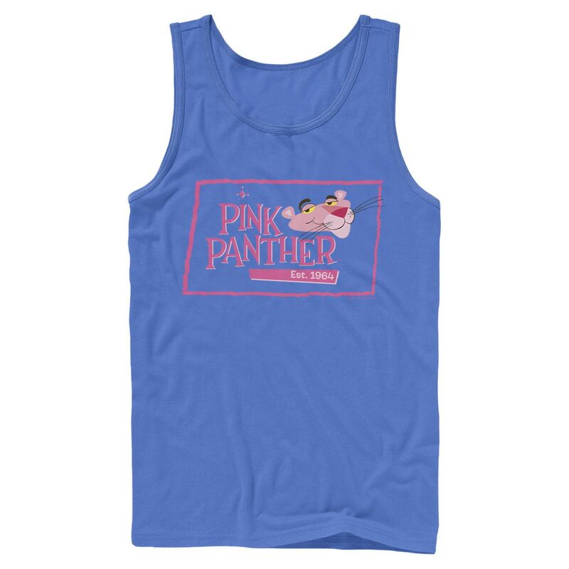 アニメキャラクター レディース トップス Tシャツ ロゴ Licensed Character Men's Pink Panther Boxed Portrait Logo Tank Top Royal ピンク