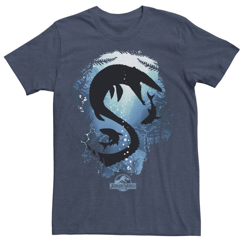 アニメキャラクター レディース トップス Tシャツ Licensed Character Men's Jurassic World Underwater Silhouettee Navy Heather ヘザー