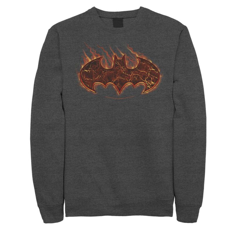 アニメ文字記号 レディース トップス プルオーバー 流汗 ロゴタイプ Licensed Character Men\u0027s DComics Batman Torched Logo Sweatshirt Charcoal Heather 濃灰色