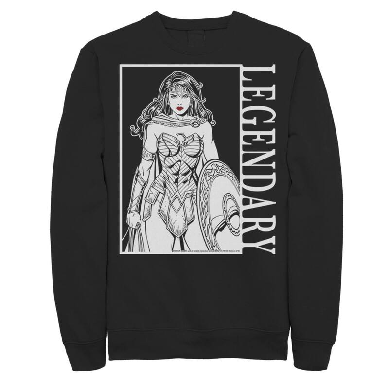 アニメ文字記号 レディース トップス プルオーバー フリース グラフィック Licensed Character Men\u0027s DComics Wonder Woman Legendary Poster Graphic Fleece Pullover Black 黒いこと