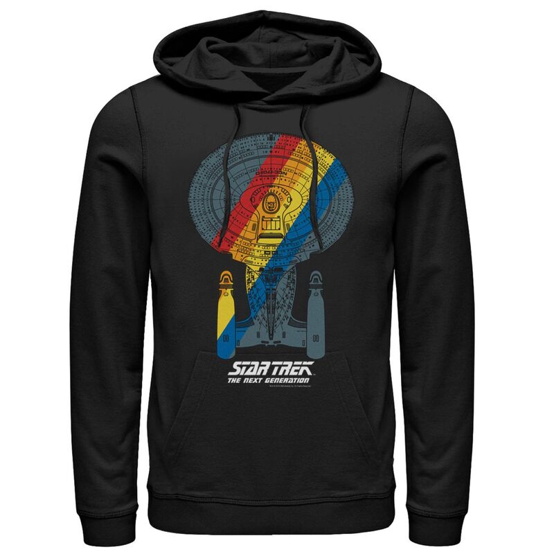 アニメ文字記号 レディース トップス プルオーバー パーカー Licensed Character Men\u0027star Trek Next Generation Retro Rainbow Ship Hoodie Black 黒いこと