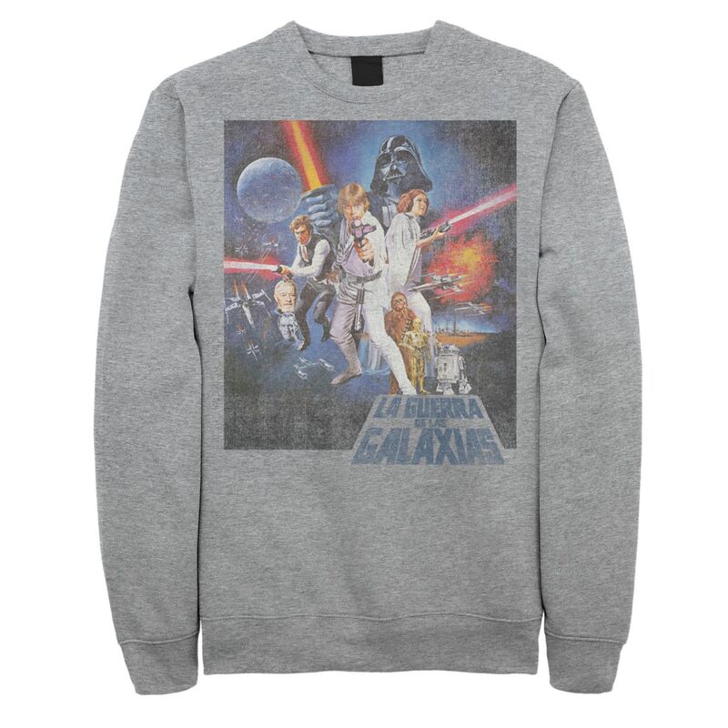 アニメ文字記号 レディース トップス ティーシャツ 流汗 Licensed Character Men\u0027star Wars La Guerra De Las Galaxias Faded Poster Sweatshirt Athletic Heather ギョリュウモドキ Tシャツ・カットソー-トップス