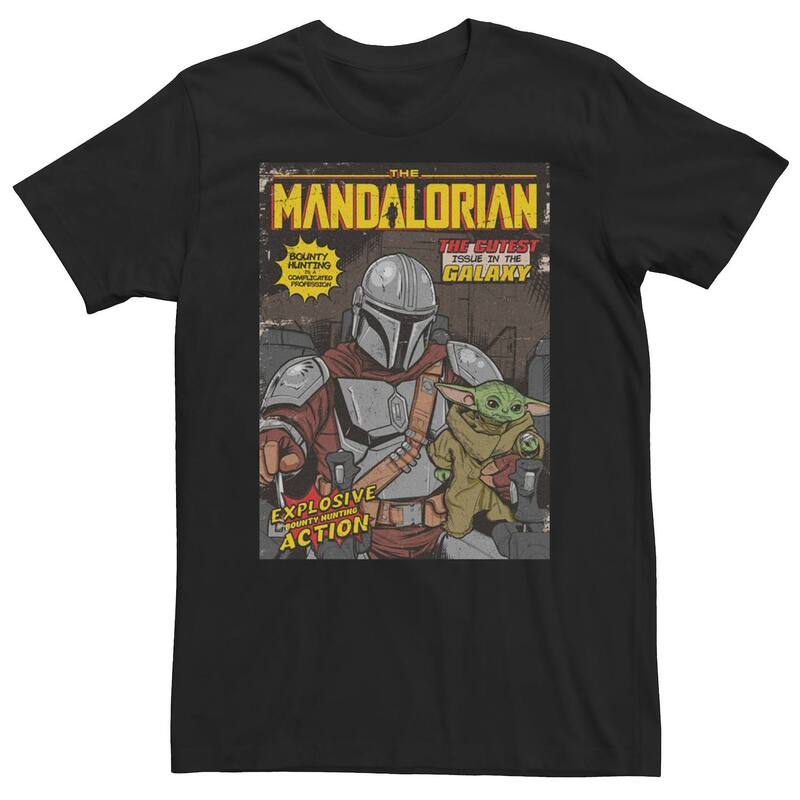 アニメキャラクター レディース トップス Tシャツ Licensed Character Men'star Wars The Mandalorian Comicover Tee Black ブラック