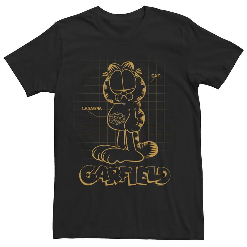 アニメキャラクター レディース トップス Tシャツ Licensed Character Men's Garfield Schematic Neon Tee Black ブラック