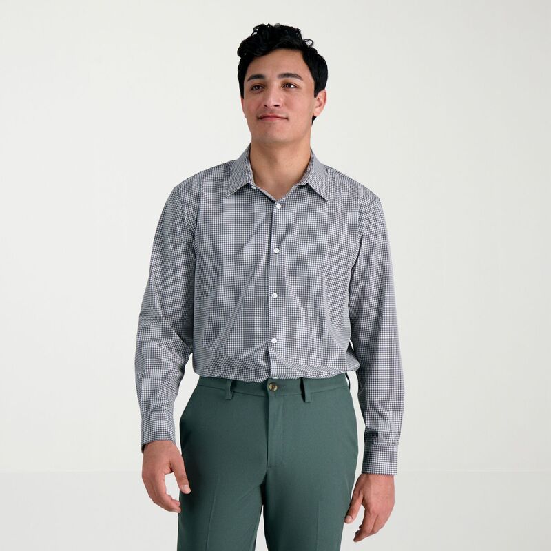 ハガー レディース トップス プルオーバー Men\u0027s Haggar Smart Wash Classic Fit Wrinkle Free Dresshirt Black Gray Check 黒いこと
