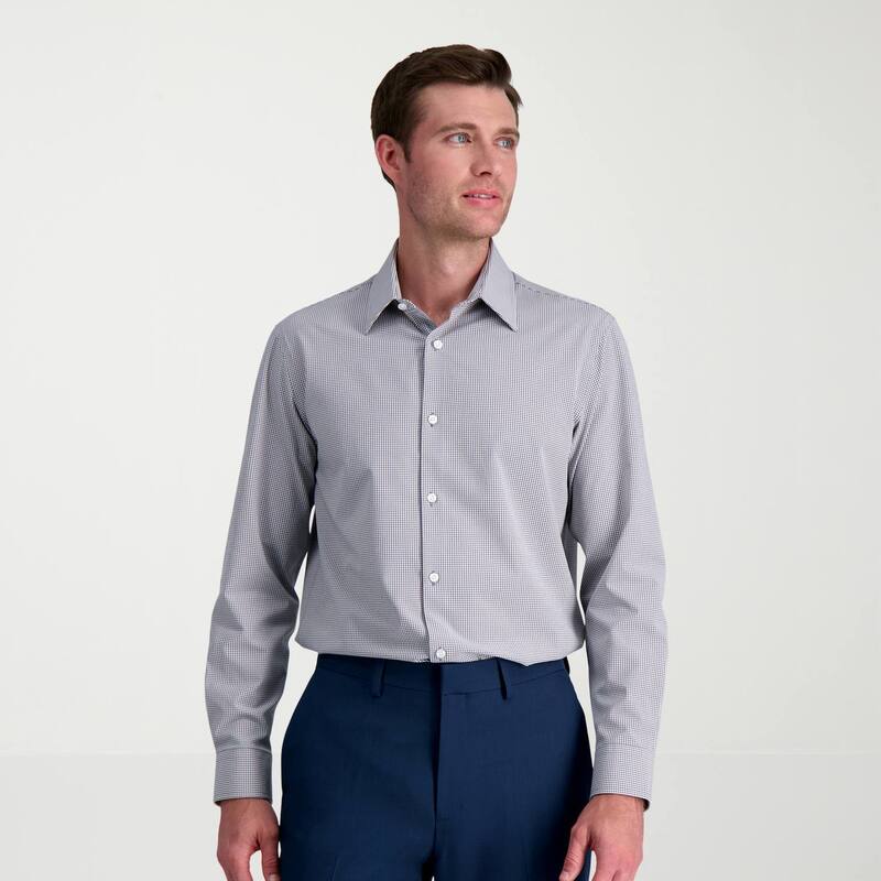 ハガー レディース トップス プルオーバー Men\u0027s Haggar Smart Wash Classic Fit Wrinkle Free Dresshirt Gray Gingham 薄墨色