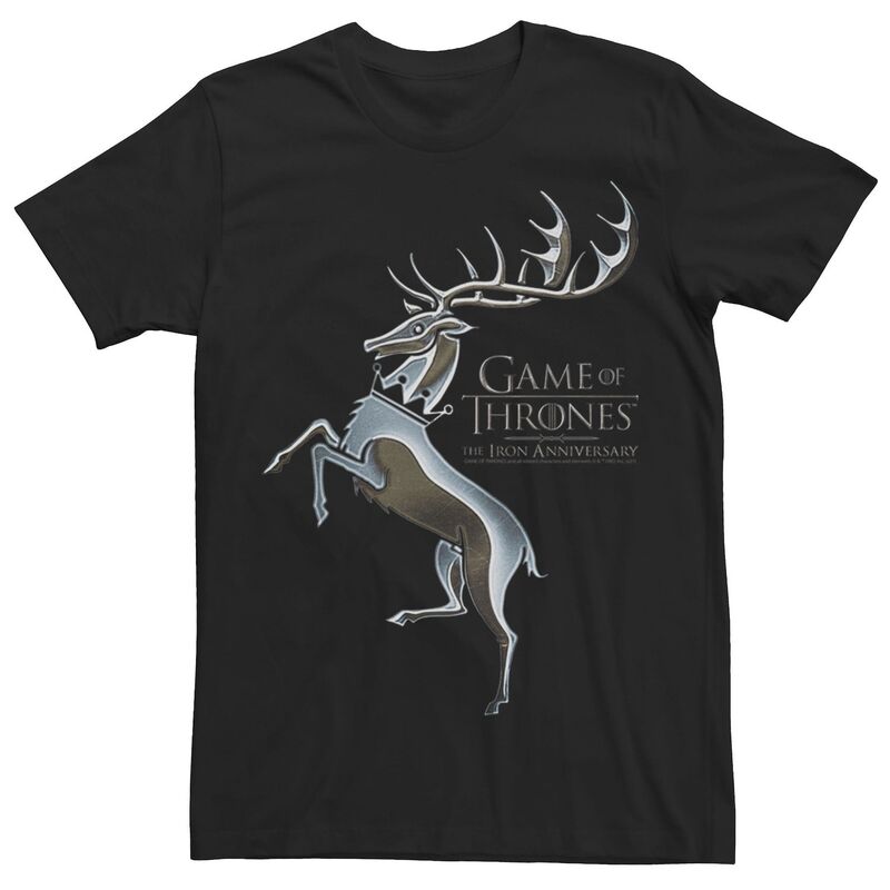 アニメキャラクター レディース トップス Tシャツ ロゴ Licensed Character Men's Game Of Thrones Iron Anniversary Buck Logo Tee Black ブラック
