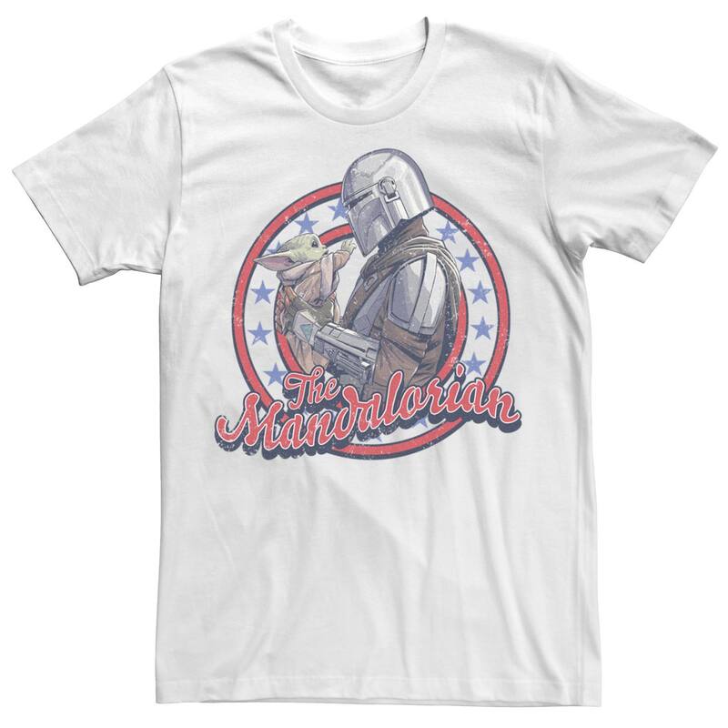 アニメキャラクター レディース トップス Tシャツ Licensed Character Men'star Wars: The Mandalorian Mando & Grogu Americana Tee White ホワイト