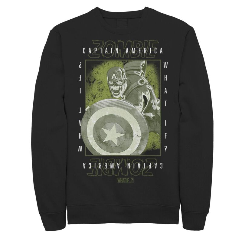 アニメ文字記号 レディース トップス プルオーバー 流汗 旗がしら Licensed Character Men\u0027s Marvel What If Captain Zombie Box Poster Sweatshirt Black 黒いこと