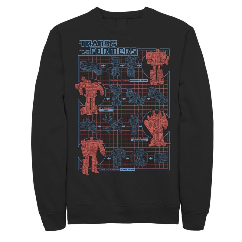 アニメ文字記号 レディース トップス プルオーバー トール フリース グラフィック Licensed Character Big \u0026 Tall Transformers How To Transform Schematic Graphic Fleece Black 黒いこと