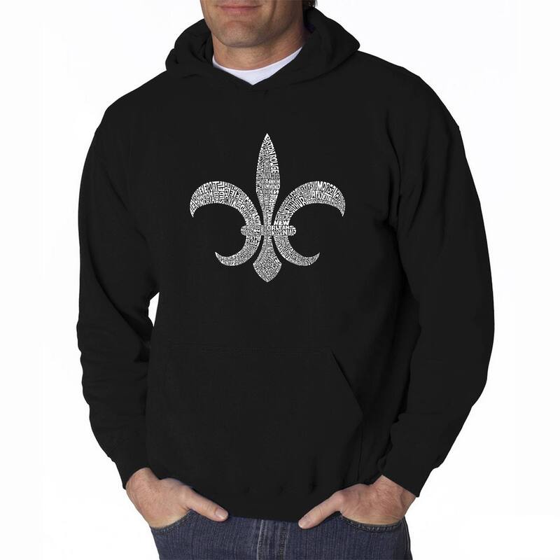 エルエーポップアート レディース トップス プルオーバー 汗水 天使の都市 Pop Art Fleur De Lis - Popular Louisiana Cities - Mens Word Art Hooded Sweatshirt Black 黒いこと