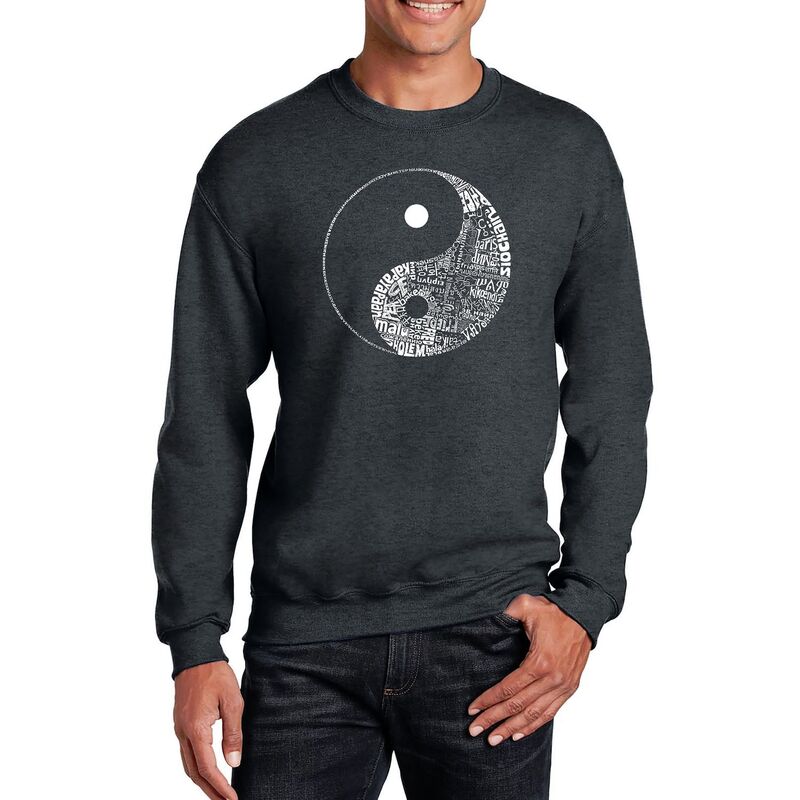 エルエーポップアート レディース トップス プルオーバー 労働者の一団のど首 汗水 天使の都市 Pop Art Yin Yang - Mens Word Art Crewneck Sweatshirt Grey 薄墨色