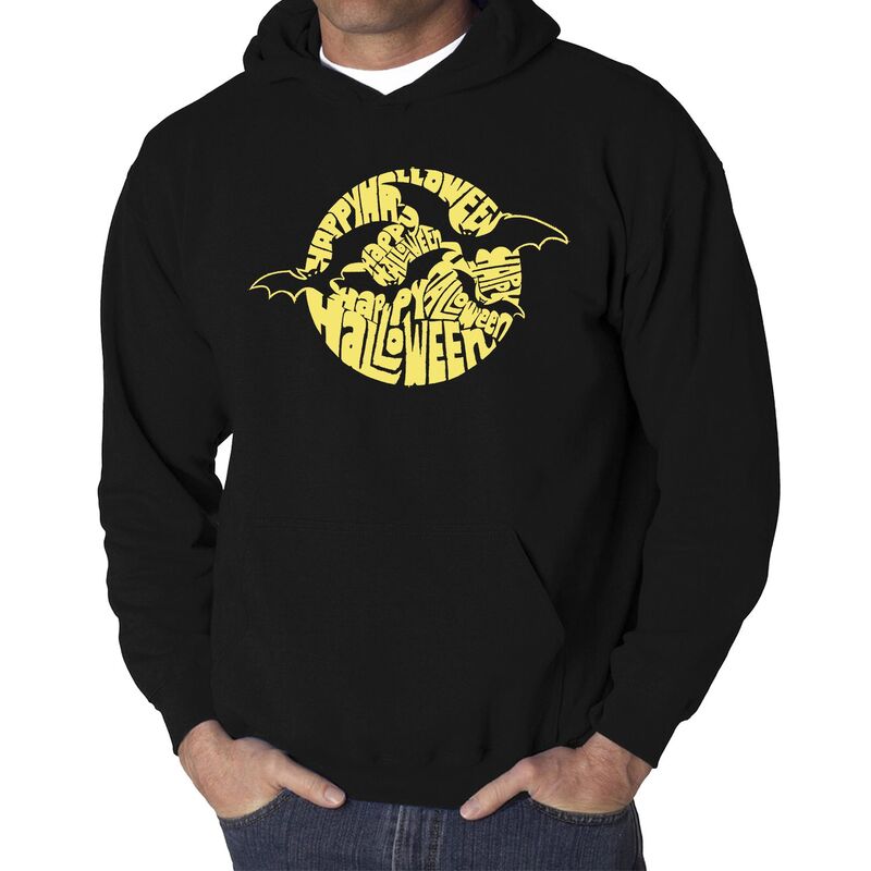 エルエーポップアート レディース トップス Tシャツ スウェット LA Pop Art Men's Word Art Hooded Sweatshirt - Halloween Bats Black ブラック