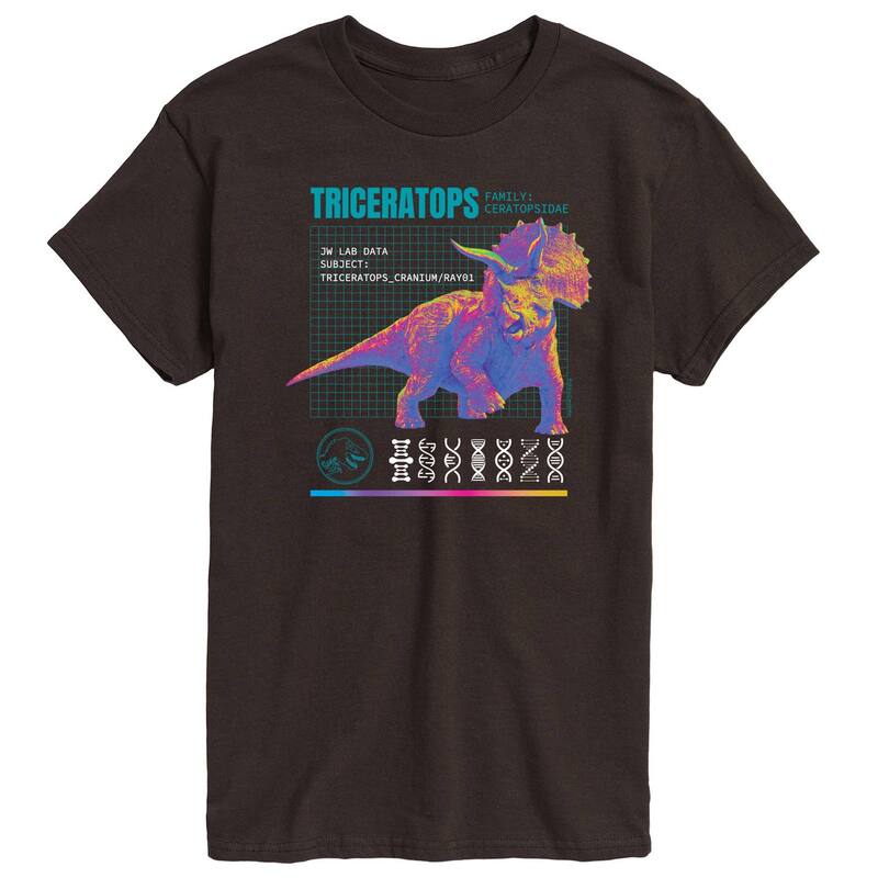 アニメキャラクター レディース トップス Tシャツ グラフィック Licensed Character Men's Jurassic World Triceratops Graphic Tee Dark Brown ブラウン