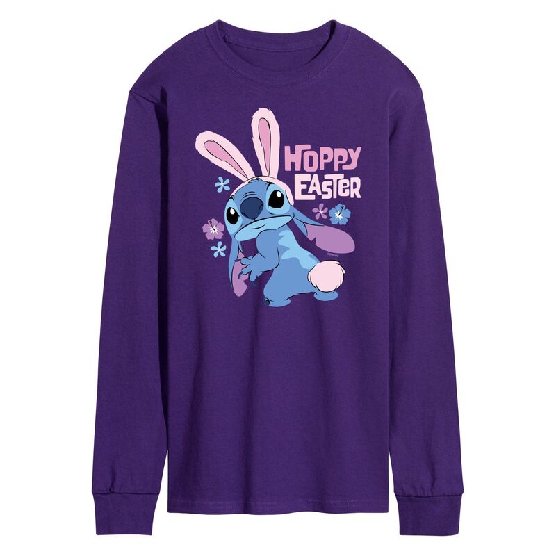 ディズニー レディース トップス Tシャツ グラフィック Disney's Lilo & Stitch Men's Hoppy Easter Long Sleeve Graphic Tee Purple パープル