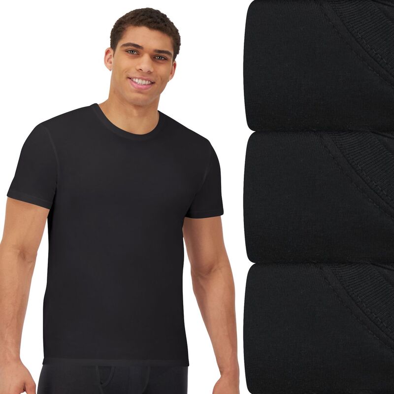 ヘインズ レディース トップス シャツ クルーネック Men Hanes Ultimate 3-Pack Comfort Fit Stretch Crewneck Undershirts Black ブラック