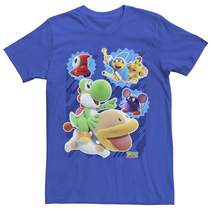 アニメキャラクター レディース トップス Tシャツ Licensed Character Men's Nintendo Yoshi's Crafted World Character Tee Royal