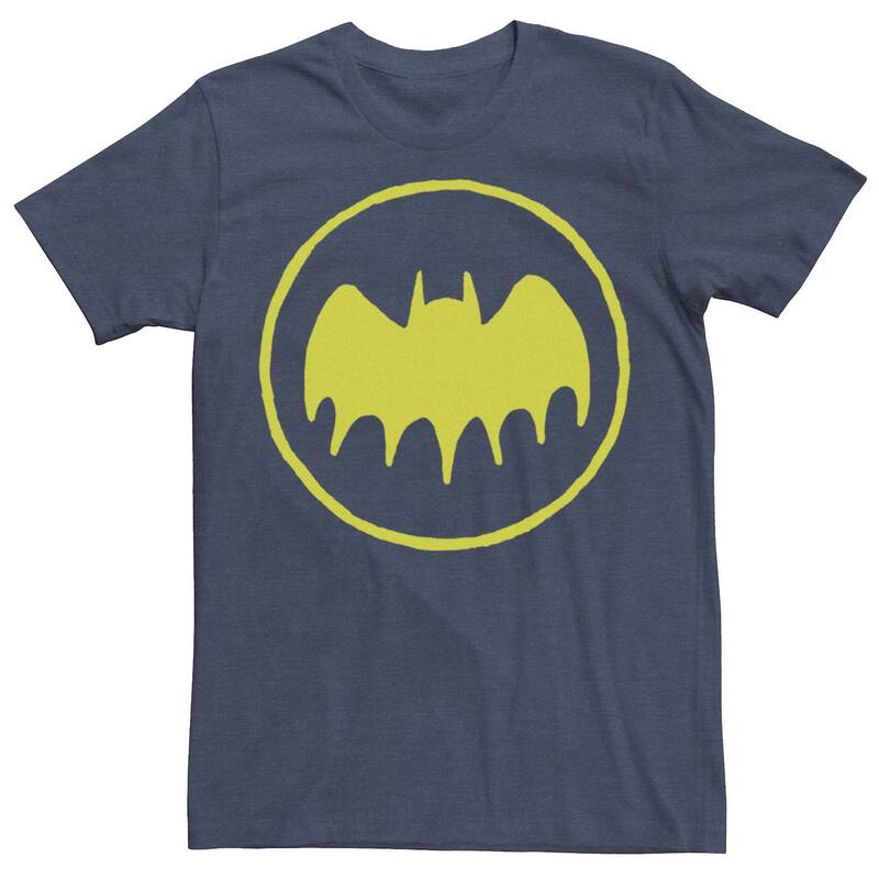アニメキャラクター レディース トップス Tシャツ ロゴ Licensed Character Men's DComics Batman Handrawn Logo Tee Navy Heather ヘザー