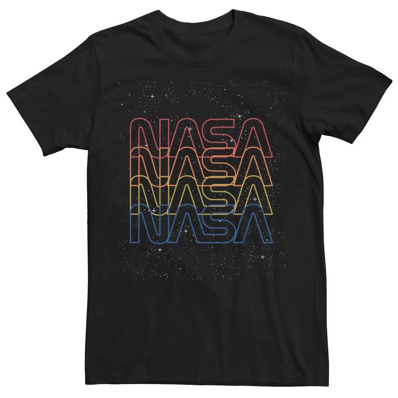 アニメキャラクター レディース トップス Tシャツ ロゴ Licensed Character Men's NASA Neon Space Logo Color Fade Tee Black ブラック