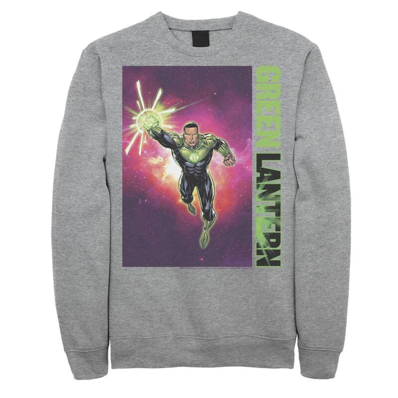 アニメキャラクター レディース トップス Tシャツ スウェット Licensed Character Men's DComics Green Lantern John Stewart Poster Sweatshirt Athletic Heather ヘザー｜ReVida 店