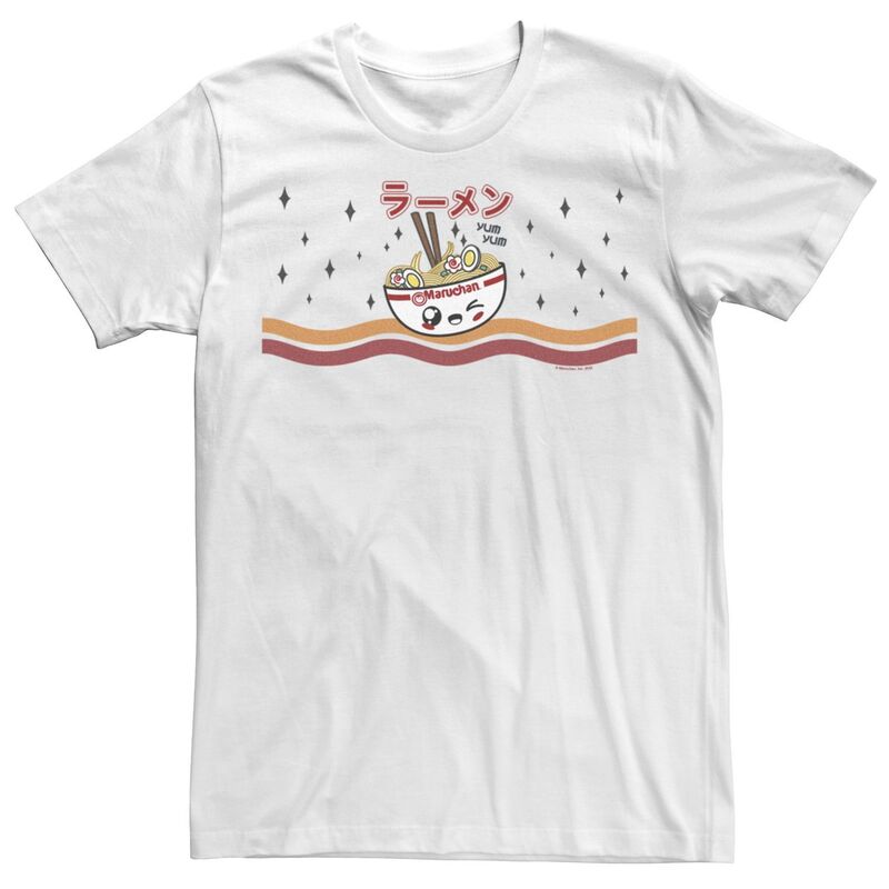アニメキャラクター レディース トップス Tシャツ Licensed Character Men's Maruchan Chibi Bowl Of Noodles Textee White ホワイト