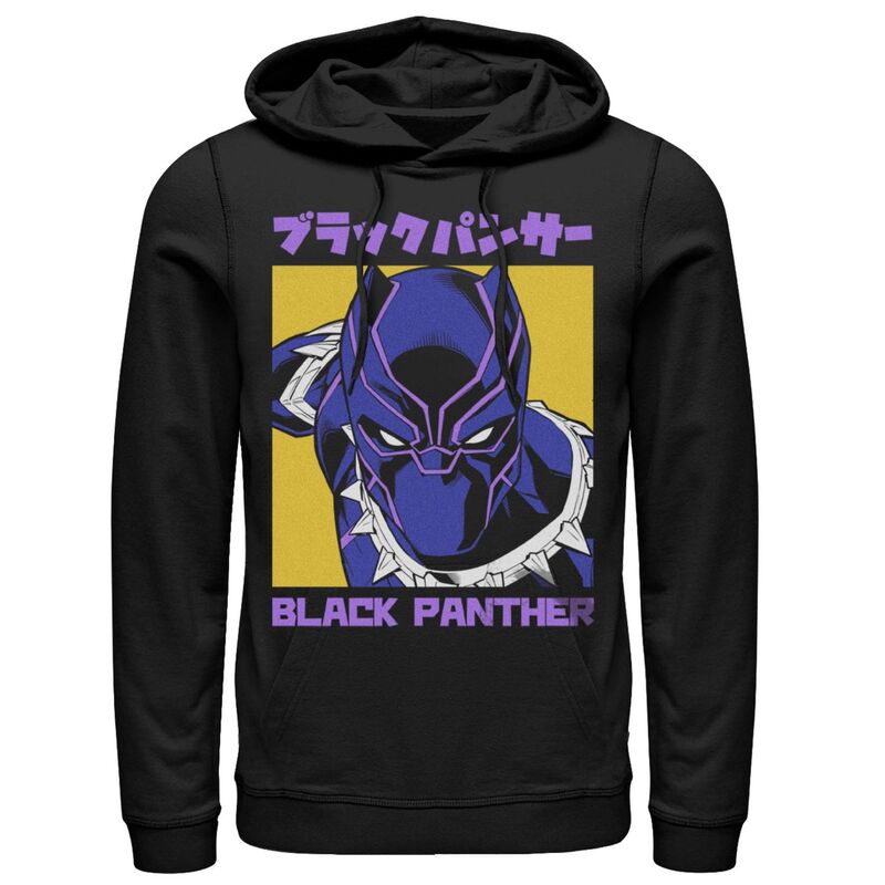 アニメ文字記号 レディース トップス プルオーバー パーカー Licensed Character Men\u0027s Marvel Black Panther Kanji Portrait Pullover Hoodie Black 黒いこと