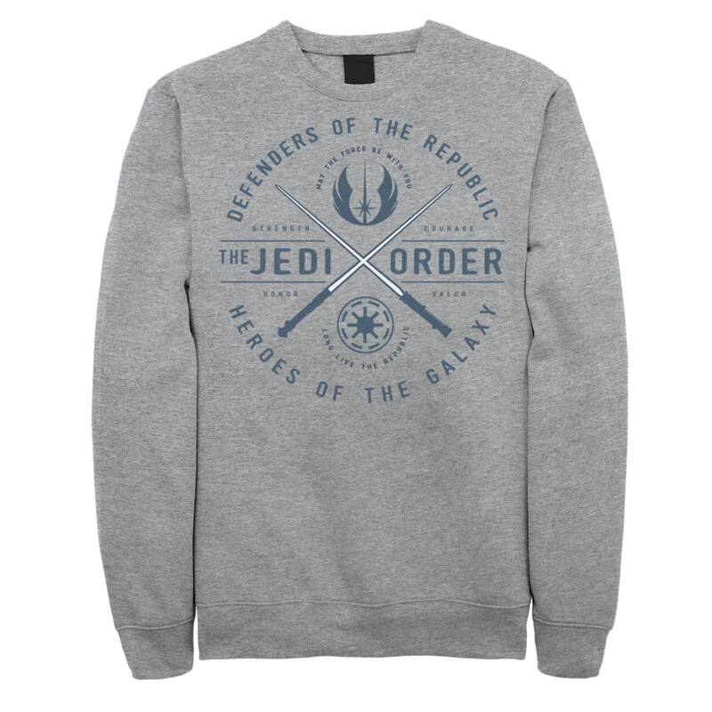 アニメ文字記号 レディース トップス プルオーバー スウェットール フリース Licensed Character Big \u0026 Tall Star Warsabers Emblem Fleece Sweatshirt Athletic Heather ギョリュウモドキ