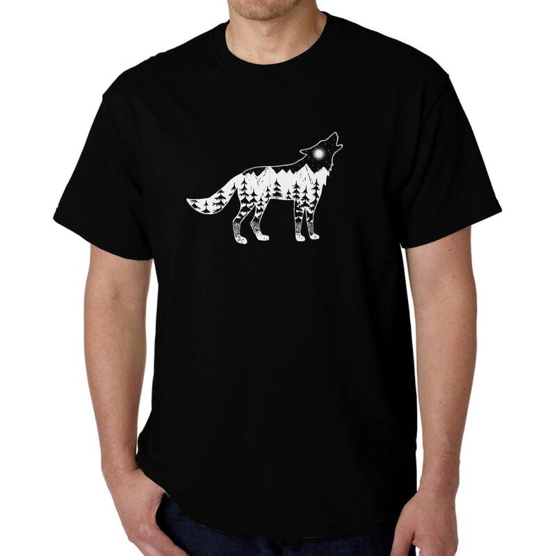 エルエーポップアート レディース トップス Tシャツ LA Pop Art Howling Wolf - Men's Word Art-shirt Black ブラック|ReVida 店