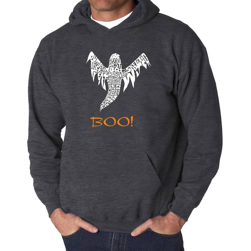 エルエーポップアート レディース トップス Tシャツ スウェット LA Pop Art Halloween Ghost - Men's Word Art Hooded Sweatshirt Grey グレー