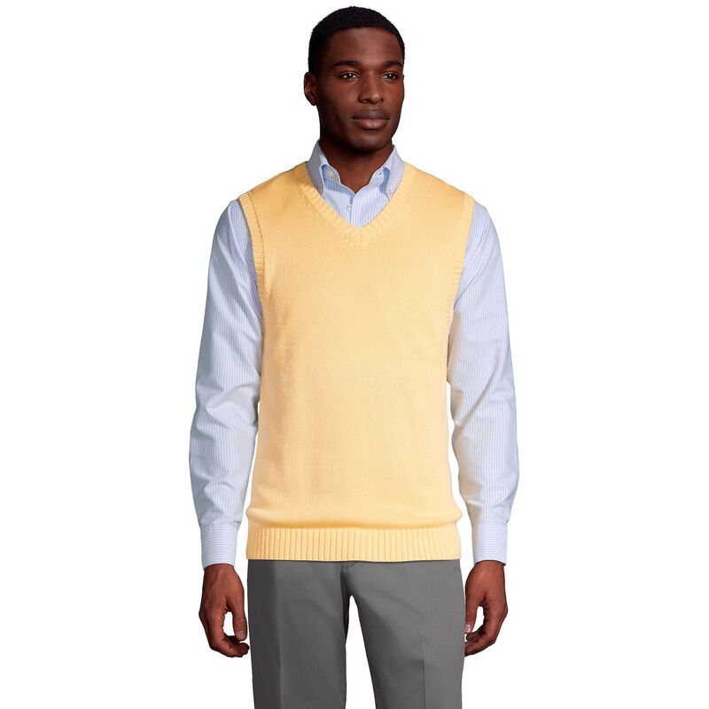 ランズエンド レディース アウター ニット・セーター ベスト コットン Men's Lands' End Cotton Modal Sweater Vest Maize
