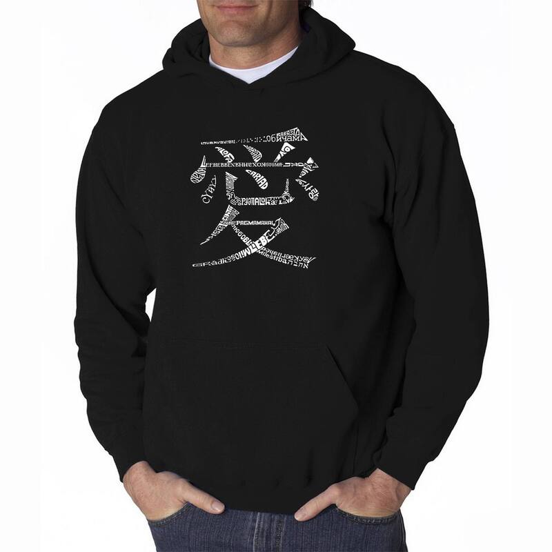 エルエーポップアート レディース トップス Tシャツ スウェット LA Pop Arthe Word Love in 44 Languages - Men's Word Art Hooded Sweatshirt Black ブラック