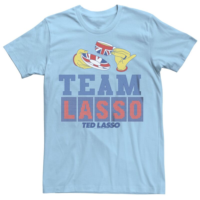 アニメキャラクター レディース トップス Tシャツ グラフィック Licensed Character Men's Ted Lasso Team Lasso Tea Cup Graphic Tee Light Blue ブルー｜ReVida 店