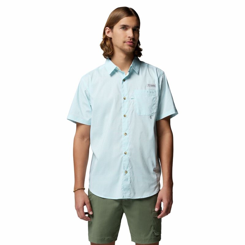 コロンビア レディース トップス Tシャツ Men's Columbia Harbor Peak Short Sleeve Shirt Marine Light