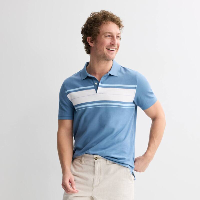 ソノマ レディース トップス Tシャツ ポロシャツ Men'sonoma Goods For Life Fashion Pique Polo Blue Chestripe ブルー