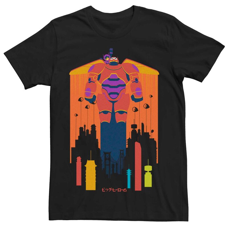 ディズニー レディース トップス Tシャツ Disney's Big Hero 6 Baymax Flight Kanji Poster Men's Tee Black ブラック
