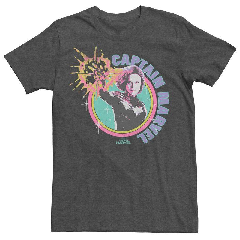 アニメキャラクター レディース トップス Tシャツ ヴィンテージ キャップ ロゴ Licensed Character Men's Captain Marvel Vintage Colors Logo Tee Charcoal Heather チャコール