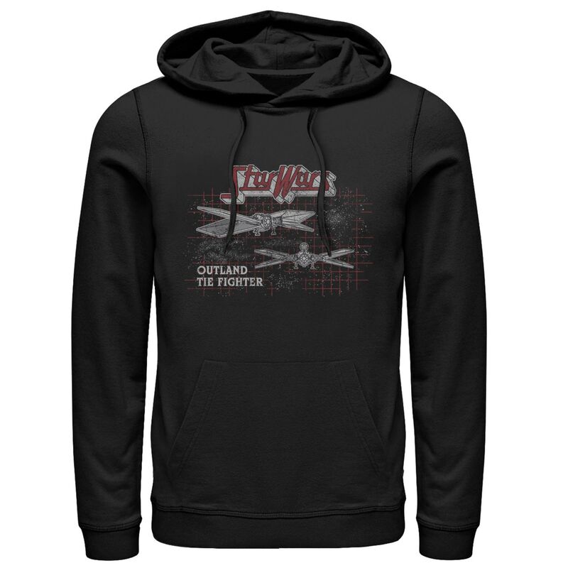 アニメキャラクター レディース トップス Tシャツ パーカー グラフィック Licensed Character Men'star Wars The Mandalorian Outland Tie Fighter Graphic Hoodie Black ブラック
