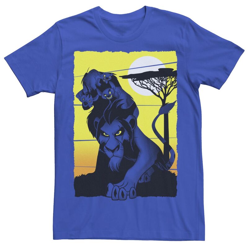 ディズニー レディース トップス Tシャツ Disney's The Lion King Scar And Hyenas Men's Grouposter Tee Royal