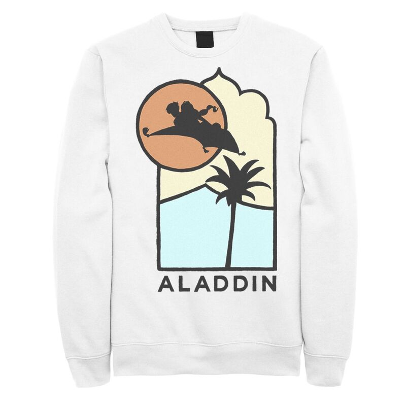 ウォルトディズニー レディース トップス プルオーバー 汗水 ロゴタイプ Disney\u0027s Aladdin Men\u0027s Carpet Ride Line Art Logo Sweatshirt White 白いこと